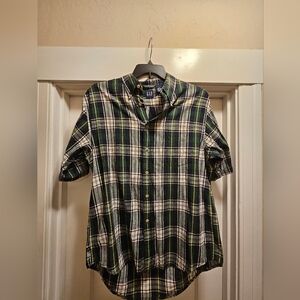 GAP Men's Casual Green and Blue Plaid Shirt